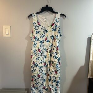 Motherhood Maternity White and Blue Floral Midi Dress size medium